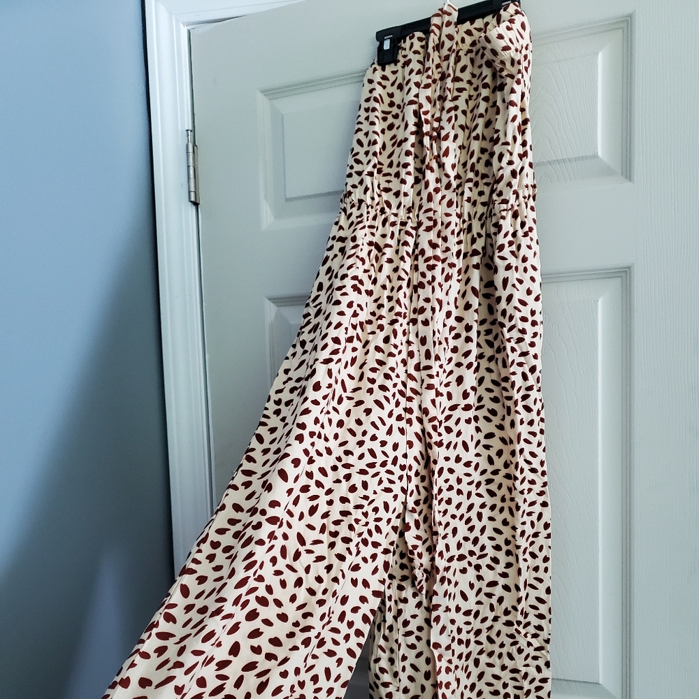 Leopard Print Strapless Jumpsuit